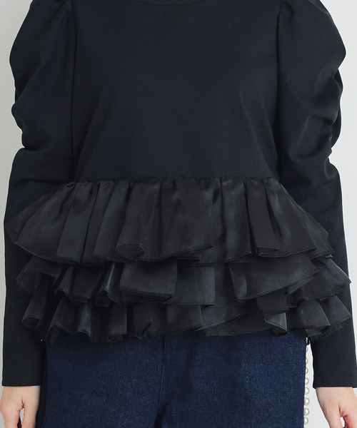 PICCIN PERLA（ピッチンペルラ）の「ギャザースリーブチュチュプルオーバー（Tシャツ/カットソー・レディース・オフホワイト/ブラック・M）」の20枚目の写真