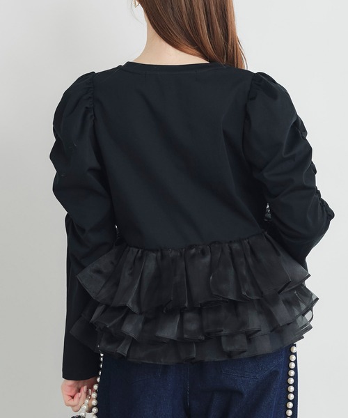 PICCIN PERLA（ピッチンペルラ）の「ギャザースリーブチュチュプルオーバー（Tシャツ/カットソー・レディース・オフホワイト/ブラック・M）」の12枚目の写真