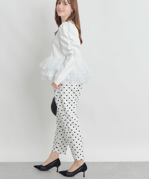 PICCIN PERLA（ピッチンペルラ）の「ギャザースリーブチュチュプルオーバー（Tシャツ/カットソー・レディース・オフホワイト/ブラック・M）」の8枚目の写真