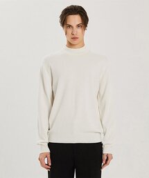男女共用ベーシックモックネックニット (アイボリー) (HA1LK90-22)
