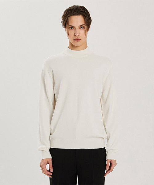 ADHOC(アドホック)の「男女共用ベーシックモックネックニット (アイボリー) (HA1LK90-22)(ニット/セーター・メンズ・その他・95/90)」の1枚目の写真