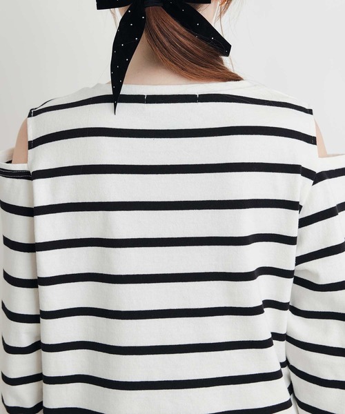 PICCIN(ピッチン)の「オープンショルダーリボンボーダーカットソー(Tシャツ/カットソー・レディース・ホワイト系その他/ブラック系その他・M)」の14枚目の写真