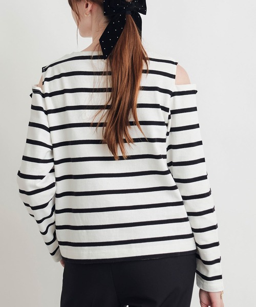 PICCIN(ピッチン)の「オープンショルダーリボンボーダーカットソー(Tシャツ/カットソー・レディース・ホワイト系その他/ブラック系その他・M)」の22枚目の写真