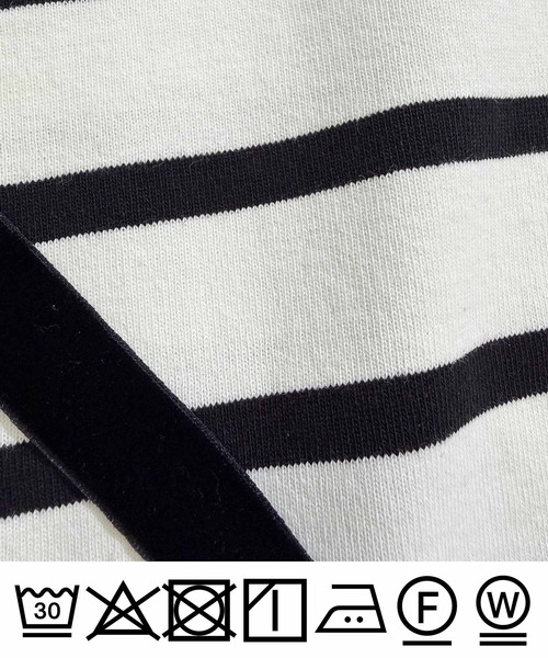 PICCIN(ピッチン)の「オープンショルダーリボンボーダーカットソー(Tシャツ/カットソー・レディース・ホワイト系その他/ブラック系その他・M)」の16枚目の写真