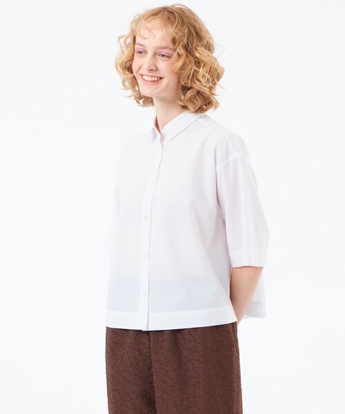 MACKINTOSH PHILOSOPHY(マッキントッシュ フィロソフィー)の「ハーフスリーブポプリンシャツ(シャツ/ブラウス・レディース・ブルー/オフホワイト・38/36)」の2枚目の写真