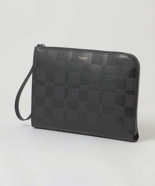 BLACK LABEL CRESTBRIDGE(ブラックレーベル・クレストブリッジ)の「エンボスチェックスクエアクラッチバッグ(ハンドバッグ・メンズ・ブラック・FREE)」の1枚目の写真
