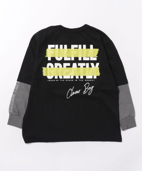 FARM（ファーム）の「ｿﾃﾞﾚｲﾔｰﾄﾞﾛﾝT（Tシャツ/カットソー・キッズ・ブルー/ブラック・130cm/140cm/150cm/160cm）」の4枚目の写真