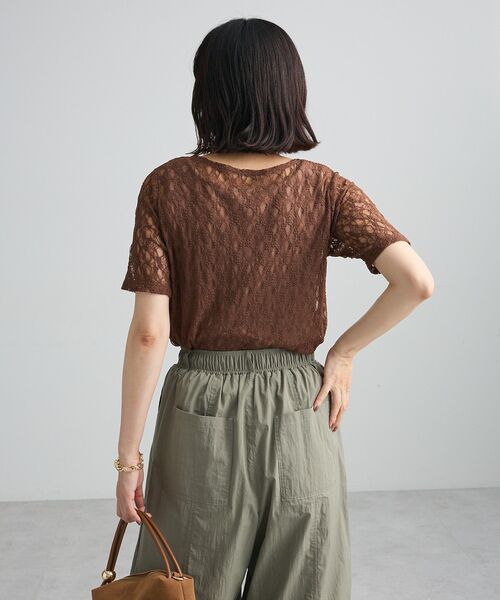 Green　Parks（グリーンパークス）の「レース半袖プルオーバー（Tシャツ/カットソー・レディース・ブラック/オフホワイト/ブラウン・FREE）」の10枚目の写真