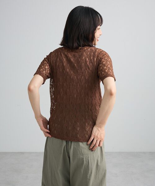 Green　Parks（グリーンパークス）の「レース半袖プルオーバー（Tシャツ/カットソー・レディース・ブラック/オフホワイト/ブラウン・FREE）」の13枚目の写真