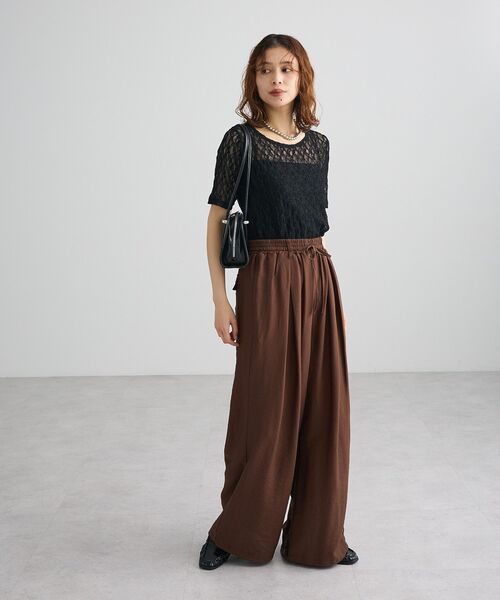 Green　Parks（グリーンパークス）の「レース半袖プルオーバー（Tシャツ/カットソー・レディース・ブラック/オフホワイト/ブラウン・FREE）」の17枚目の写真