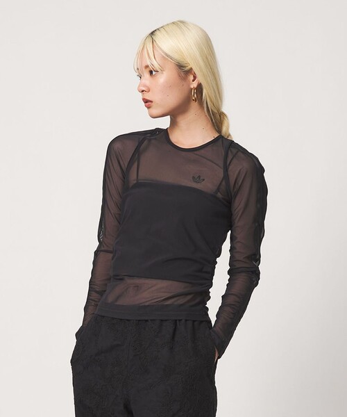 adidas Originals(アディダスオリジナルス)の「<adidas Originals>スポーツ ロングスリーブ プルオーバー(Tシャツ/カットソー・レディース・ブラック/ナチュラル・M)」の2枚目の写真
