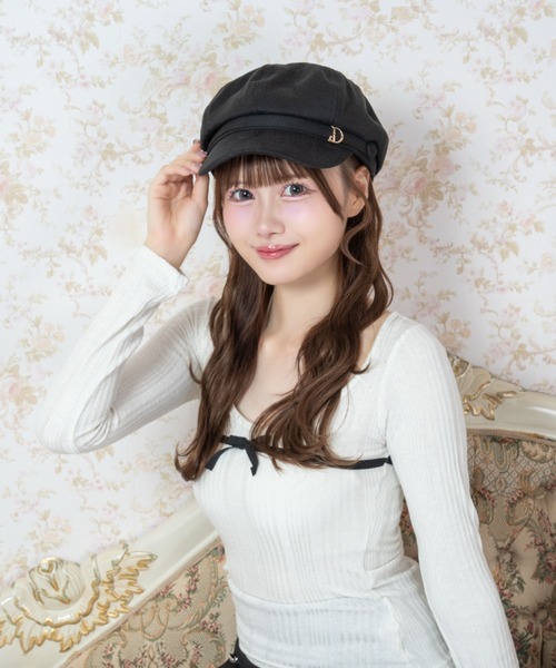Mejoul（メジュール）の「【2026秋冬新作】Dチャームボリュームキャスケット（キャスケット・レディース・ブラック/アイボリー・F）」の3枚目の写真