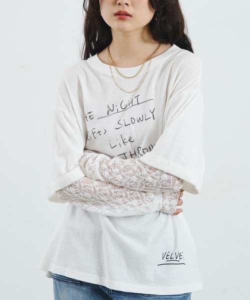 ROSE BUD(ローズバッド)の「LACE SLEEVE LAYERED TEE(Tシャツ/カットソー・レディース・チャコール/ホワイト・ONE SIZE)」の11枚目の写真