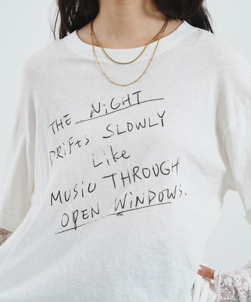 ROSE BUD(ローズバッド)の「LACE SLEEVE LAYERED TEE(Tシャツ/カットソー・レディース・チャコール/ホワイト・ONE SIZE)」の12枚目の写真