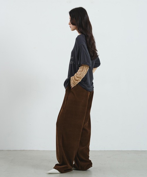 ROSE BUD(ローズバッド)の「LACE SLEEVE LAYERED TEE(Tシャツ/カットソー・レディース・チャコール/ホワイト・ONE SIZE)」の17枚目の写真