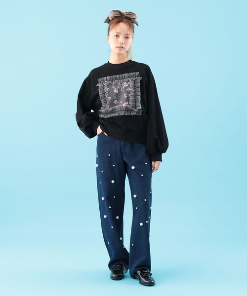 CAROLINA GLASER(カロリナ グレイサー)の「リボンフラワー スウェット(スウェット・レディース・ホワイト/ブラック・ONE SIZE)」の9枚目の写真