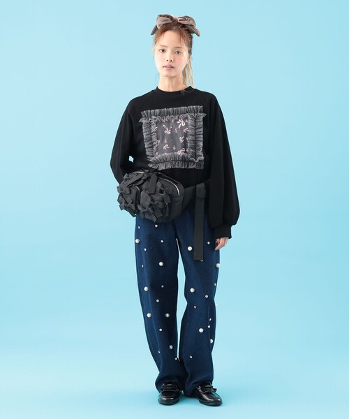 CAROLINA GLASER(カロリナ グレイサー)の「リボンフラワー スウェット(スウェット・レディース・ホワイト/ブラック・ONE SIZE)」の10枚目の写真