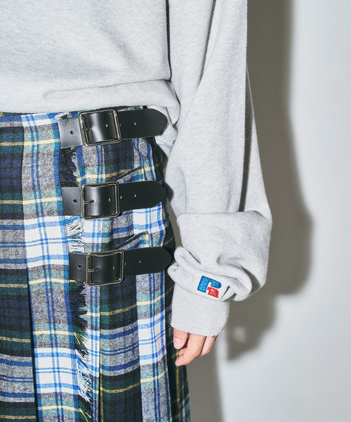 O'NEIL of DUBLIN（オニールオブダブリン）の「O'NEIL OF DUBRIN 別注 FrontPleated FashionLong[SIZE10]：スカート（スカート・レディース・チャコールグレー/レッド/グリーン・10）」の5枚目の写真