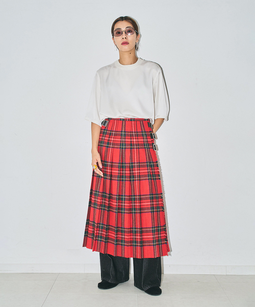 O'NEIL of DUBLIN（オニールオブダブリン）の「O'NEIL OF DUBRIN 別注 FrontPleated FashionLong[SIZE10]：スカート（スカート・レディース・チャコールグレー/レッド/グリーン・10）」の10枚目の写真
