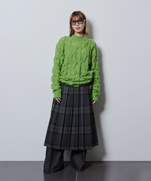 O'NEIL of DUBLIN（オニールオブダブリン）の「O'NEIL OF DUBRIN 別注 FrontPleated FashionLong[SIZE10]：スカート（スカート・レディース・チャコールグレー/レッド/グリーン・10）」の13枚目の写真