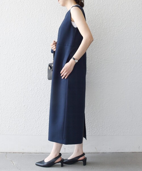 SHIPS any（シップス エニィ）の「〈洗濯機可能〉カーブネック ノースリーブ ワンピース［NAVY BLUE］（ワンピース・レディース・ナチュラル/ネイビー・ONE SIZE）」の12枚目の写真
