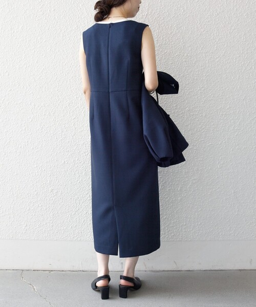 SHIPS any（シップス エニィ）の「〈洗濯機可能〉カーブネック ノースリーブ ワンピース［NAVY BLUE］（ワンピース・レディース・ナチュラル/ネイビー・ONE SIZE）」の13枚目の写真