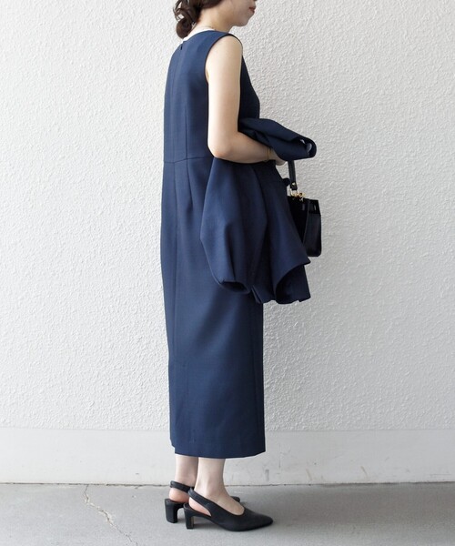 SHIPS any（シップス エニィ）の「〈洗濯機可能〉カーブネック ノースリーブ ワンピース［NAVY BLUE］（ワンピース・レディース・ナチュラル/ネイビー・ONE SIZE）」の14枚目の写真