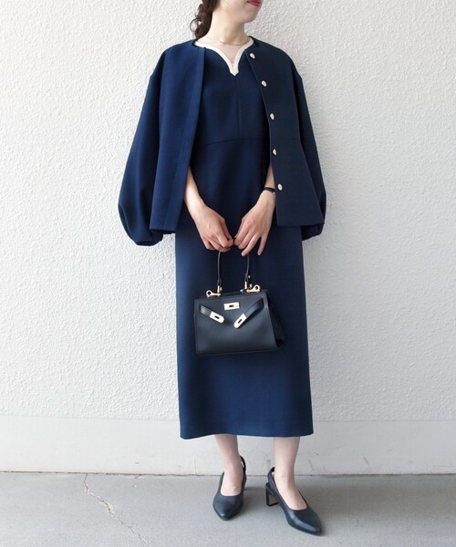 SHIPS any（シップス エニィ）の「〈洗濯機可能〉カーブネック ノースリーブ ワンピース［NAVY BLUE］（ワンピース・レディース・ナチュラル/ネイビー・ONE SIZE）」の16枚目の写真