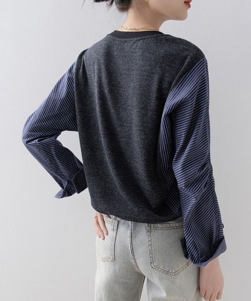 ONEP STAR(ワンピスター)の「異素材切り替えドロスト長袖プルオーバー(Tシャツ/カットソー・レディース・ダークブルー・MEDIUM/LARGE/X-LARGE)」の12枚目の写真