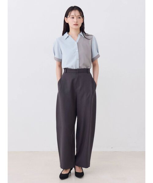 TONAL(トーナル)の「バイカラースキッパーハーフスリーブシャツ(シャツ/ブラウス・レディース・ピンク/ライトブルー/チャコールグレー・MEDIUM)」の7枚目の写真