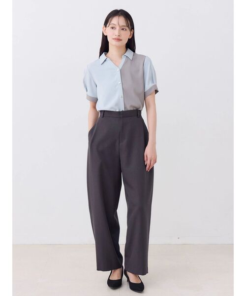 TONAL(トーナル)の「バイカラースキッパーハーフスリーブシャツ(シャツ/ブラウス・レディース・ピンク/ライトブルー/チャコールグレー・MEDIUM)」の8枚目の写真