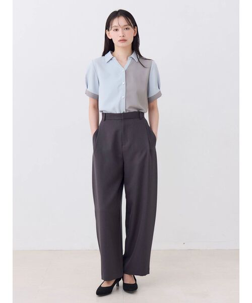 TONAL(トーナル)の「バイカラースキッパーハーフスリーブシャツ(シャツ/ブラウス・レディース・ピンク/ライトブルー/チャコールグレー・MEDIUM)」の9枚目の写真
