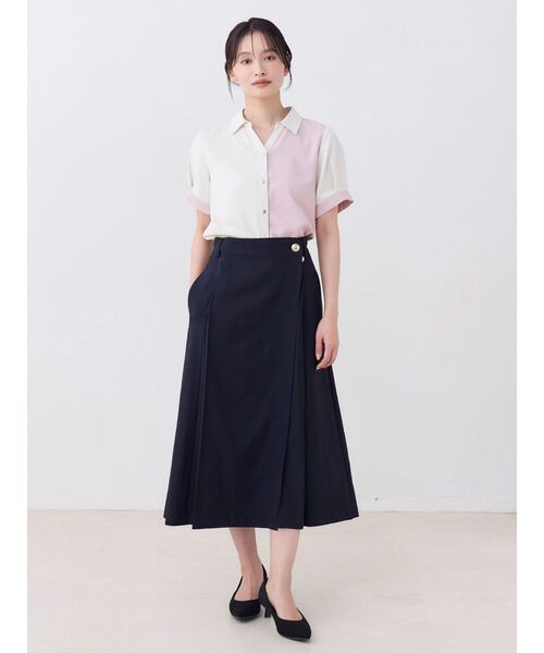 TONAL(トーナル)の「バイカラースキッパーハーフスリーブシャツ(シャツ/ブラウス・レディース・ピンク/ライトブルー/チャコールグレー・MEDIUM)」の13枚目の写真