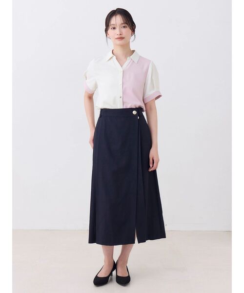 TONAL(トーナル)の「バイカラースキッパーハーフスリーブシャツ(シャツ/ブラウス・レディース・ピンク/ライトブルー/チャコールグレー・MEDIUM)」の14枚目の写真