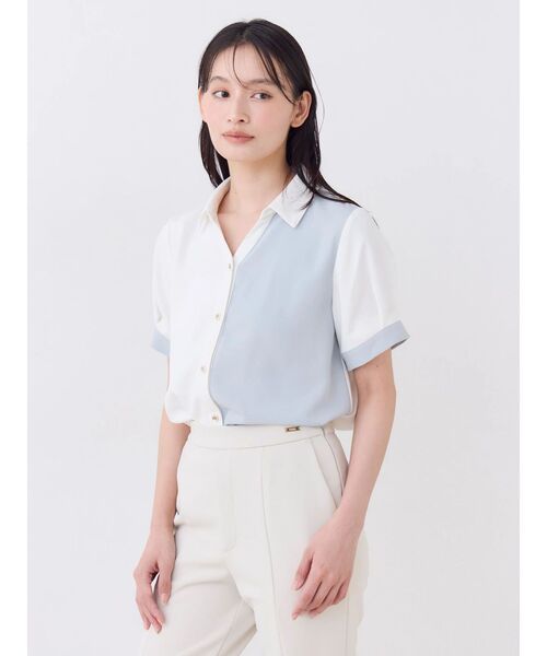 TONAL(トーナル)の「バイカラースキッパーハーフスリーブシャツ(シャツ/ブラウス・レディース・ピンク/ライトブルー/チャコールグレー・MEDIUM)」の17枚目の写真