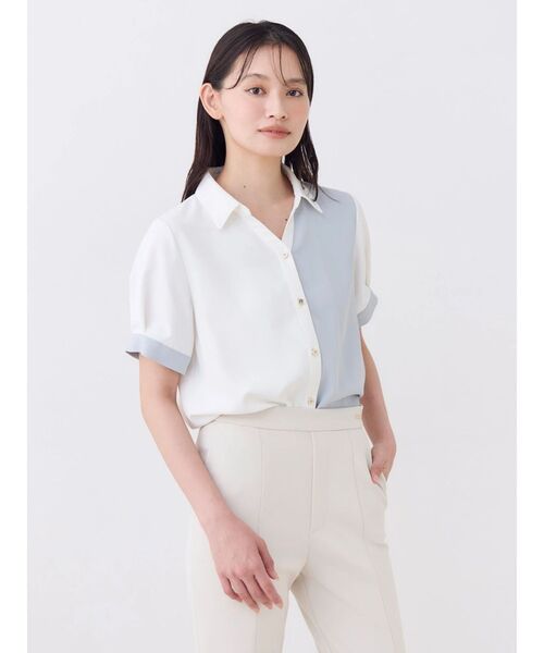 TONAL(トーナル)の「バイカラースキッパーハーフスリーブシャツ(シャツ/ブラウス・レディース・ピンク/ライトブルー/チャコールグレー・MEDIUM)」の18枚目の写真