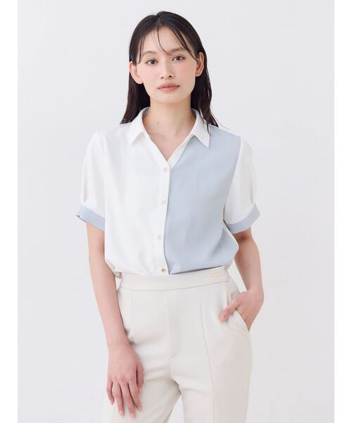 TONAL(トーナル)の「バイカラースキッパーハーフスリーブシャツ(シャツ/ブラウス・レディース・ピンク/ライトブルー/チャコールグレー・MEDIUM)」の19枚目の写真