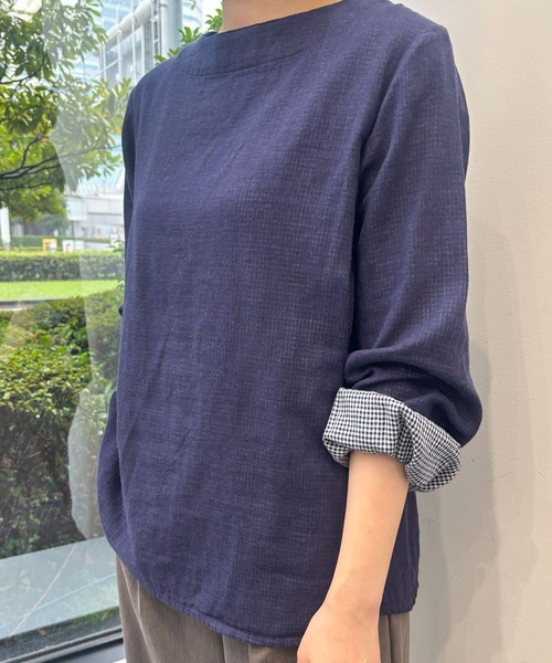 SELF+SERVICE（セルフサービス）の「オーガニック綿糸クルーブラウス（シャツ/ブラウス・レディース・イエロー/ブルー系その他/レッド/チャコールグレー・M/XL/L）」の11枚目の写真
