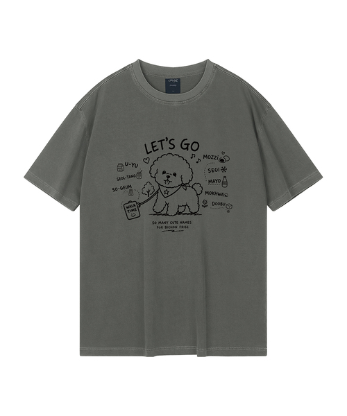 WILDROCK（ワイルドロック）の「[ワイルドシュン] ビション 君の名前はピグメントオーバーサイズ半袖Tシャツ（Tシャツ/カットソー・レディース・カーキ/ピンク/ホワイト/ライトグレー/チャコール/ライトパープル/ブルー/ブラック・FREE/LARGE/SMALL/MEDIUM/X-SMALL）」の5枚目の写真