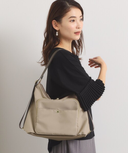 ITS'DEMO(イッツデモ)の「ツイル前ポケ2wayショルダー(ショルダーバッグ・レディース・ブラック/ベージュ/ベビーピンク・00)」の8枚目の写真