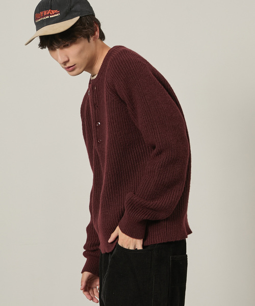EMMA CLOTHES（エマクローズ）の「長袖ヘンリーネックニット（ニット/セーター・メンズ・ブラック/ワイン/ホワイト/チャコール/ブラウン・M/L）」の12枚目の写真