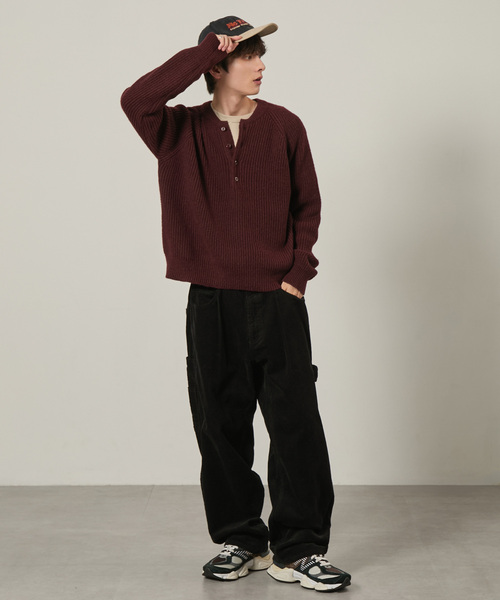 EMMA CLOTHES（エマクローズ）の「長袖ヘンリーネックニット（ニット/セーター・メンズ・ブラック/ワイン/ホワイト/チャコール/ブラウン・M/L）」の17枚目の写真