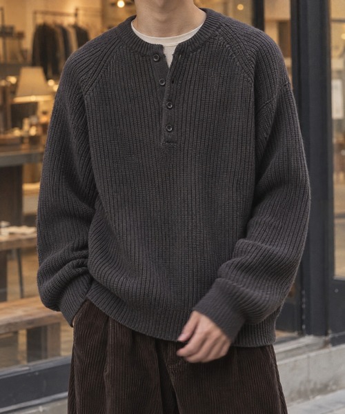 Dehen GOTHAM ニットセーター 長袖 黒 長袖ヘンリーネックニット（ニット/セーター）｜EMMA CLOTHES（エマ