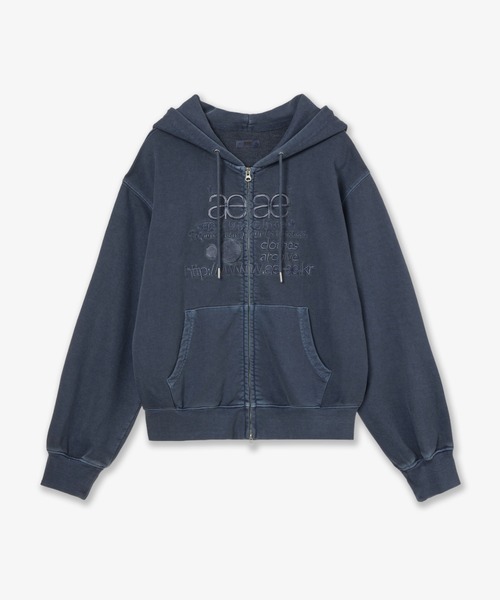 aeae(エーイーエーイー)の「WEB LOGO WASHED HOOD ZIP UP(パーカー・レディース・パープル/ネイビー/ブルー・FREE)」の1枚目の写真