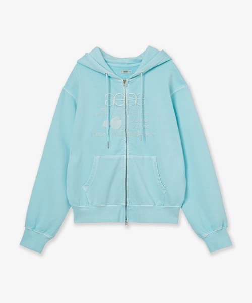 aeae(エーイーエーイー)の「WEB LOGO WASHED HOOD ZIP UP(パーカー・レディース・パープル/ネイビー/ブルー・FREE)」の2枚目の写真
