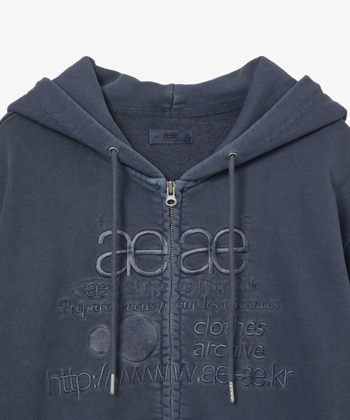 aeae(エーイーエーイー)の「WEB LOGO WASHED HOOD ZIP UP(パーカー・レディース・パープル/ネイビー/ブルー・FREE)」の4枚目の写真