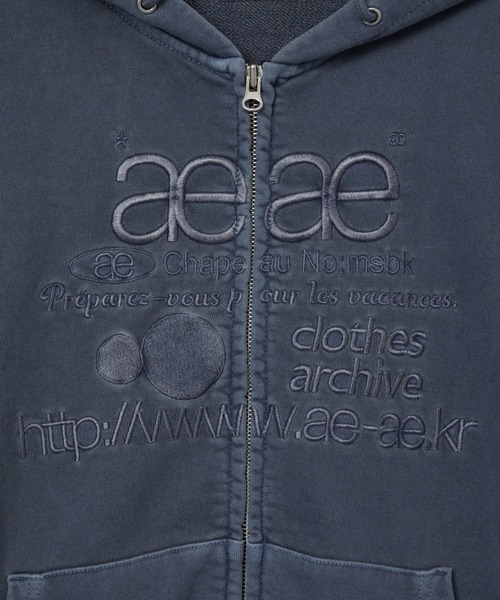 aeae(エーイーエーイー)の「WEB LOGO WASHED HOOD ZIP UP(パーカー・レディース・パープル/ネイビー/ブルー・FREE)」の5枚目の写真