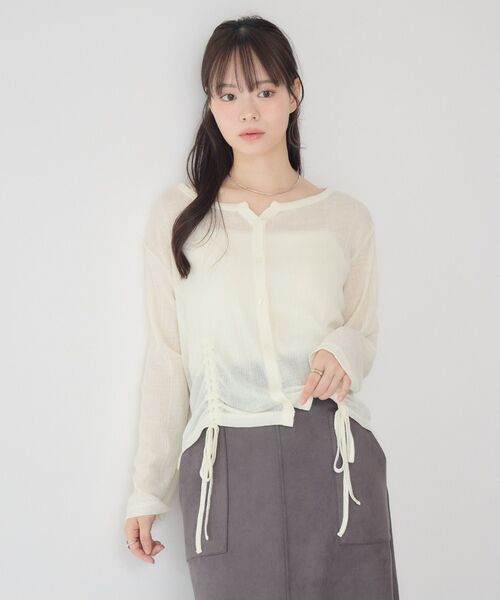 RETRO GIRL(レトロガール)の「フロントドロストカーデ(カーディガン/ボレロ・レディース・ブラック/ベージュ/ナチュラル・FREE)」の1枚目の写真