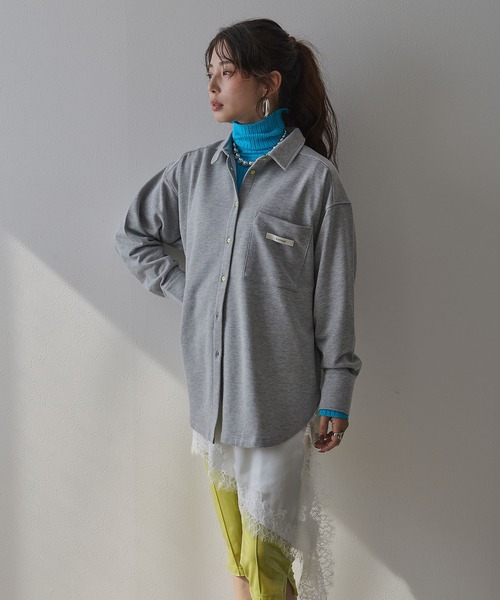 bohmal(ボマール)の「裏毛カラービッグシャツ(Tシャツ/カットソー・レディース・ブルー/ライム/杢グレー・FREE)」の6枚目の写真