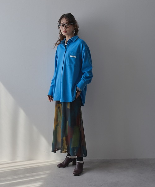 bohmal(ボマール)の「裏毛カラービッグシャツ(Tシャツ/カットソー・レディース・ブルー/ライム/杢グレー・FREE)」の19枚目の写真